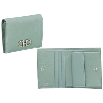 フェラガモ 二つ折り財布 レディース ブランド Ferragamo 22D780CALF LUCCH 770 020 ライトグリーン 22D780CALF-LUCCH-770-020