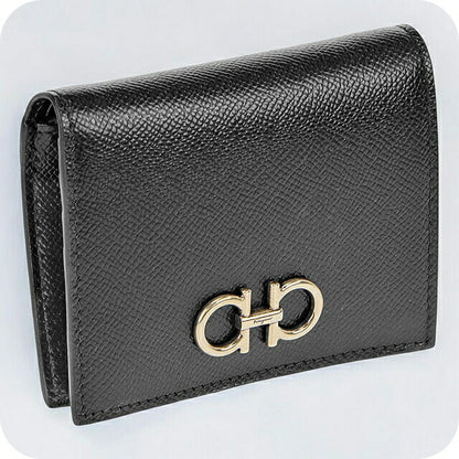 フェラガモ 二つ折り財布 レディース ブランド Ferragamo 22D780PEBBLE NER 726 512 ブラック 22D780PEBBLE-NER-726-512