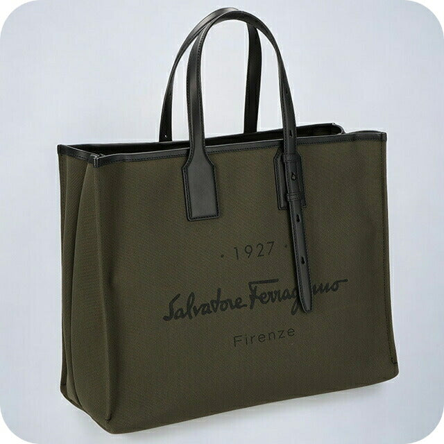 フェラガモ トートバッグ メンズ ブランド Ferragamo 240842FABRIC MUS 760 250 カーキ 240842FABRIC-MUS-760-250