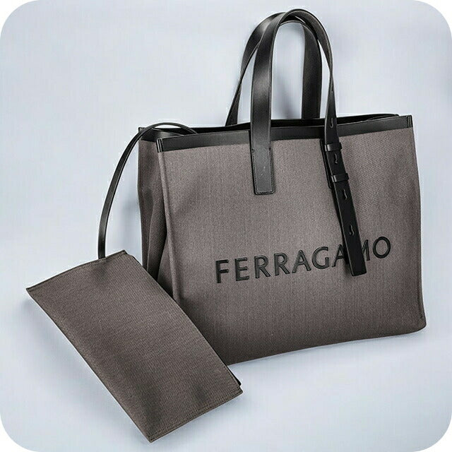フェラガモ トートバッグ レディース ブランド Ferragamo 241298FABRIC DG NE 764 874 DARK GREY ダークグレー 241298FABRIC-DG-NE-764-874