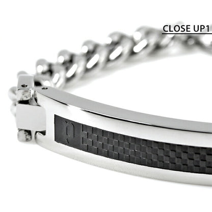 ポリス ブレスレット チェーン バングル シルバー ブラック ステンレス 名入れ可能 25141BSS01 メンズ 男性用 25141BSS01