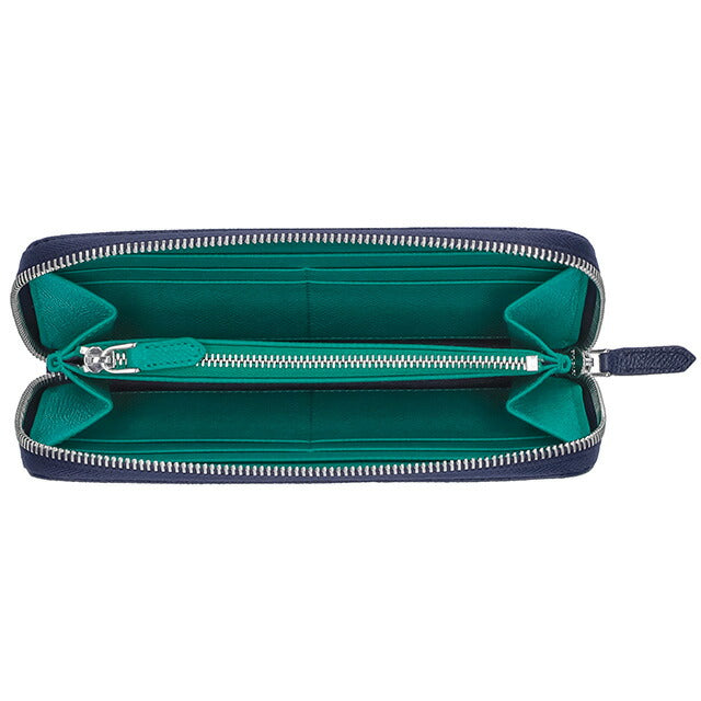 ブルガリ 長財布 メンズ ブランド BVLGARI レザー 288254 BL ME ネイビー/グリーン 288254-BL-ME