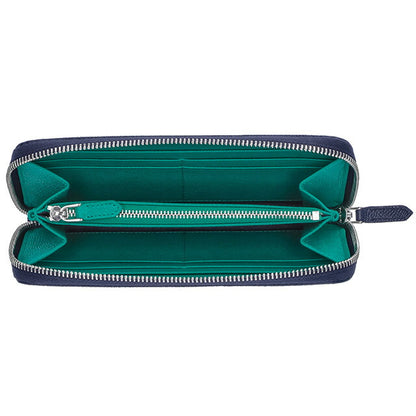 ブルガリ 長財布 メンズ ブランド BVLGARI レザー 288254 BL ME ネイビー/グリーン 288254-BL-ME
