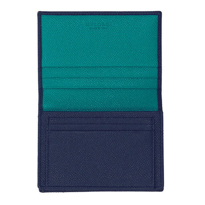 ブルガリ 名刺入れ メンズ ブランド BVLGARI レザー 288287 BL ME ネイビー/グリーン 288287-BL-ME