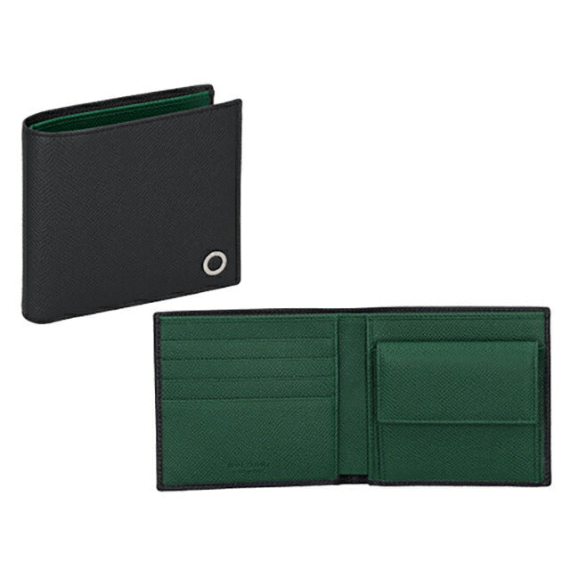 ブルガリ 二つ折り財布 メンズ ブランド BVLGARI 289111 CHADI チャコール/グリーン 289111-CHADI