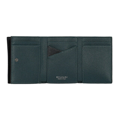 ブルガリ 三つ折り財布 三折財布 レディース ブランド BVLGARI 291681 BLK ブラック/グリーン