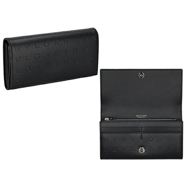 ブルガリ 長財布 レディース ブランド BVLGARI 291750 BLK ブラック/グリーン ウォレット 高級 おしゃれ プレゼント 実用的