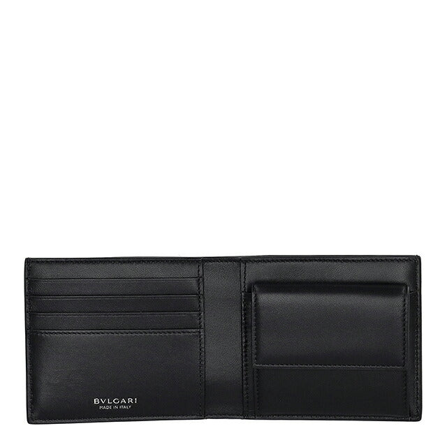 BVLGARI レザー製 黒 ケース 二つ折り BVLGARI（ブルガリ） 二つ折り財布 メンズ ブルガリロゴ コンパクト