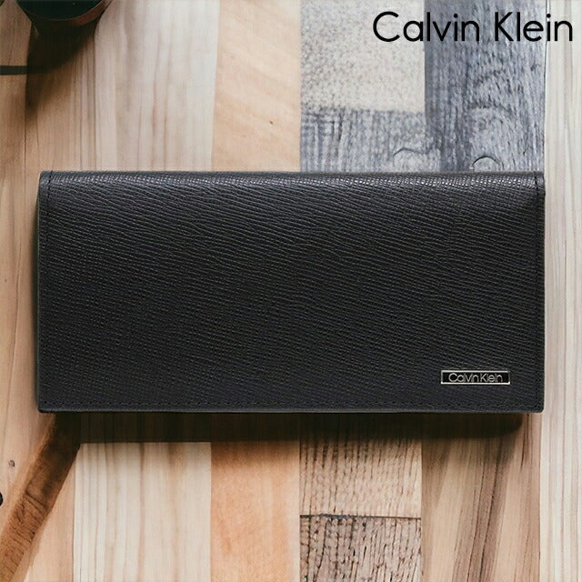 カルバンクライン 長財布 メンズ ブランド Secretar 革 レザーウォレット 小銭入れあり レザー 31CK190005 ブラック 財布 31CK190005