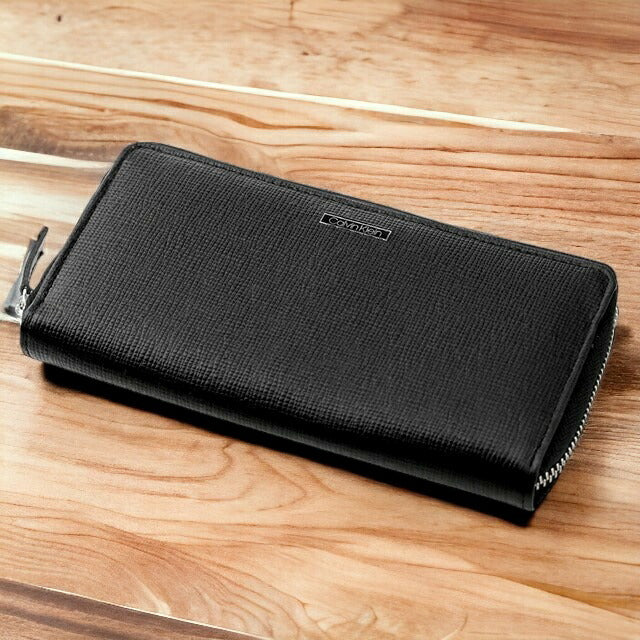 カルバンクライン 財布 メンズ ブランド 長財布 革 レザーウォレット 小銭入れあり Zip Aroiund Wallet 31CK190006 ブラック 31CK190006