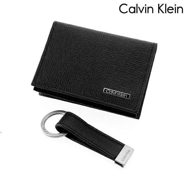 カルバンクライン カードケース メンズ ブランド カード入れ 名刺入れ パスケース コンパクト Leather 革 レザー 31CK330015 ブラック 小物 31CK330015