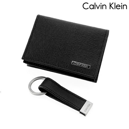 カルバンクライン カードケース メンズ ブランド カード入れ 名刺入れ パスケース コンパクト Leather 革 レザー 31CK330015 ブラック 小物 31CK330015