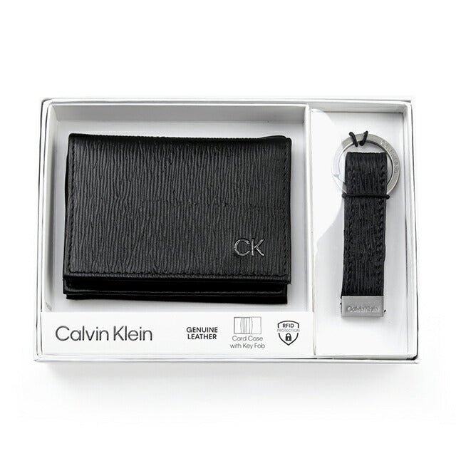 カルバンクライン カードケース メンズ ブランド Card Case（Key Fob Gift Set） Leather 革 レザー 31CK330017 ブラック 小物 31CK330017