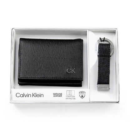カルバンクライン カードケース メンズ ブランド Card Case（Key Fob Gift Set） Leather 革 レザー 31CK330017 ブラック 小物 31CK330017