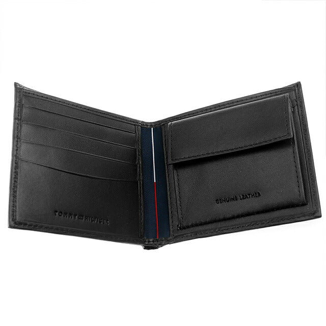 トミー ヒルフィガー 財布 メンズ ブランド 二つ折り財布 革 レザーウォレット 小銭入れあり Wellesley 31TL25X005-001 ブラック 31TL25X005-001