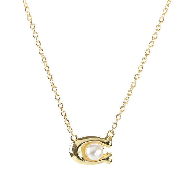コーチ ネックレス レディース ブランド COACH ペンダント ロゴ 341916 GLD 100 ゴールド ホワイト アクセサリー 341916GLD100