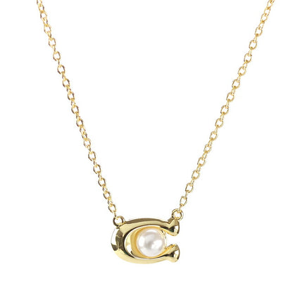 コーチ ネックレス レディース ブランド COACH ペンダント ロゴ 341916 GLD 100 ゴールド ホワイト アクセサリー 341916GLD100