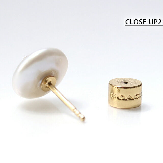 教练耳环女士品牌 COACH 徽标耳钉双耳 351511GLD107 珍珠金配件 351511GLD107