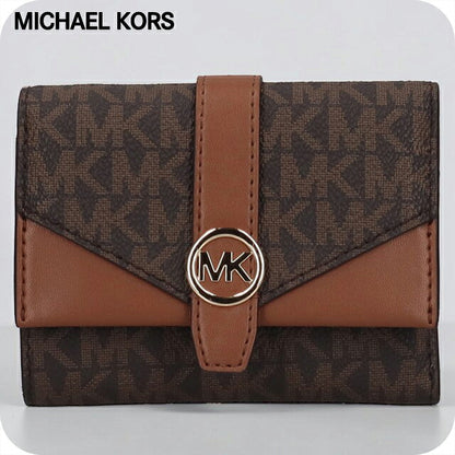 マイケルコース 二つ折り財布 二折財布 コンパクト レディース アウトレットブランド MICHAEL KORS グリニッチ 35S5GGRE6B-BR BROWN 35S5GGRE6B-BR
