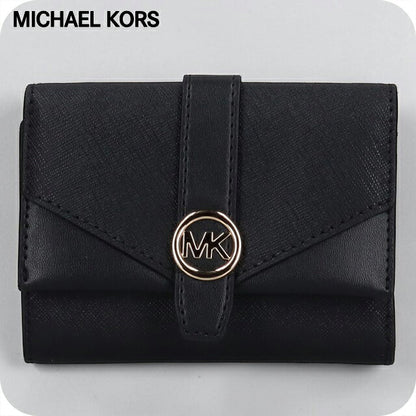 マイケルコース 二つ折り財布 二折財布 コンパクト レディース アウトレットブランド MICHAEL KORS グリニッチ 35S5GGRE6L-BK BLACK 35S5GGRE6L-BK