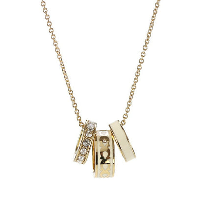 コーチ ネックレス レディース ブランド COACH ペンダント ロゴ リング 3連 408103 GLD 100 ゴールド ホワイト アクセサリー 408103GLD100