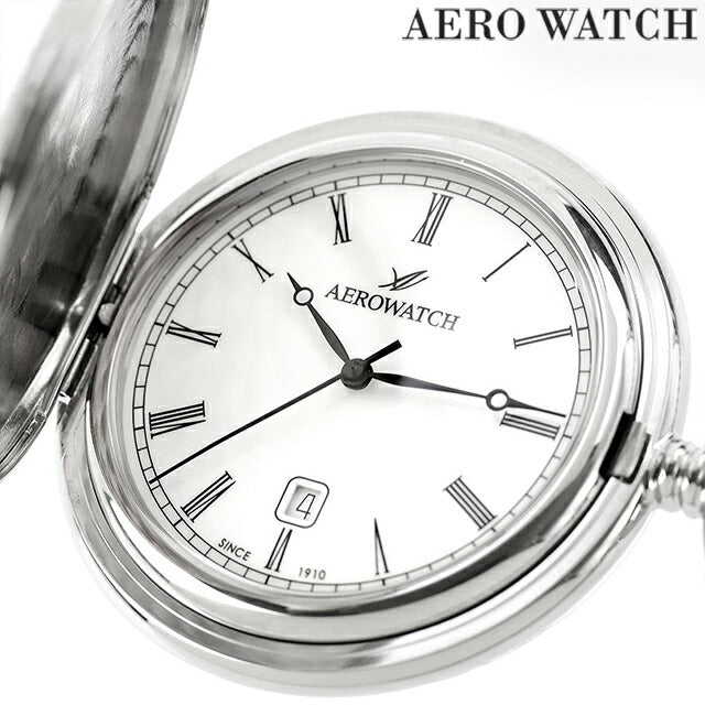 アエロウォッチ クォーツ 電池式 懐中時計 ブランド メンズ レディース AEROWATCH 42833-PD01 アナログ ホワイト 白 スイス製 42833-PD01