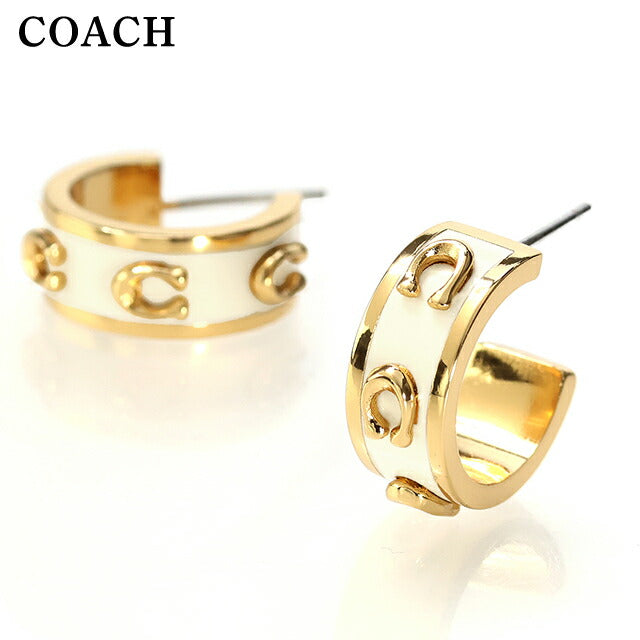コーチ ピアス レディース ブランド COACH スタッド 両耳用 448375 GLD 100 ホワイト ゴールド アクセサリー 448375GLD100