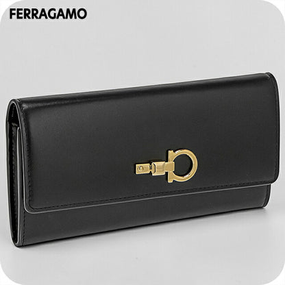 Ferragamo long wallet ladies brand Ferragamo ITALY 22D999 NER black