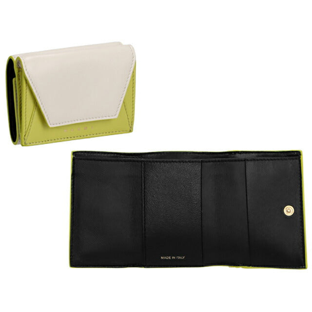 MARNI グリーン ホワイト 長財布 MARNI 三つ折り財布 グリーン/ホワイト - メルカリ
