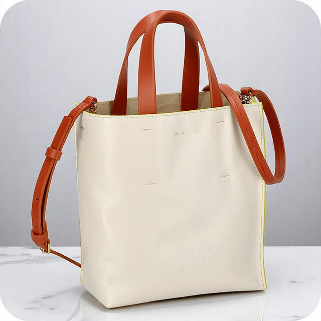 マルニ ハンドバッグ レディース ブランド MARNI SHMP0040Q0-P2644 ホワイト/イエロー SHMP0040Q0P2644-Z637V
