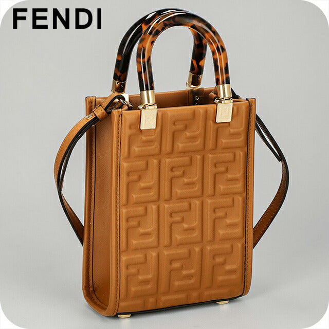 FENDI 手提包女士品牌 FENDI 皮革 ITALY 8BS051-0AMCI F0NYJ 棕色轻便小手提包奢华时尚礼物女士实用可爱