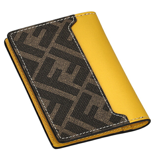 フェンディ カードケース メンズ ブランド FENDI レザー ITALY 7M0349-0AFF2 F1M6B イエロー/ブラウン