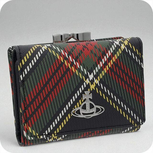 ヴィヴィアン・ウエストウッド 三つ折り財布 レディース ブランド Vivienne Westwood 5115002NW-S0022 CHELSEA TARTAN ブラック ウォレット 高級 おしゃれ プレゼント 実用的