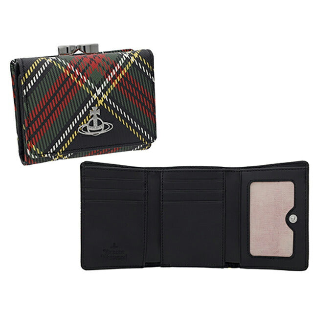 ヴィヴィアン・ウエストウッド 三つ折り財布 レディース ブランド Vivienne Westwood 5115002NW-S0022 CHELSEA TARTAN ブラック ウォレット 高級 おしゃれ プレゼント 実用的