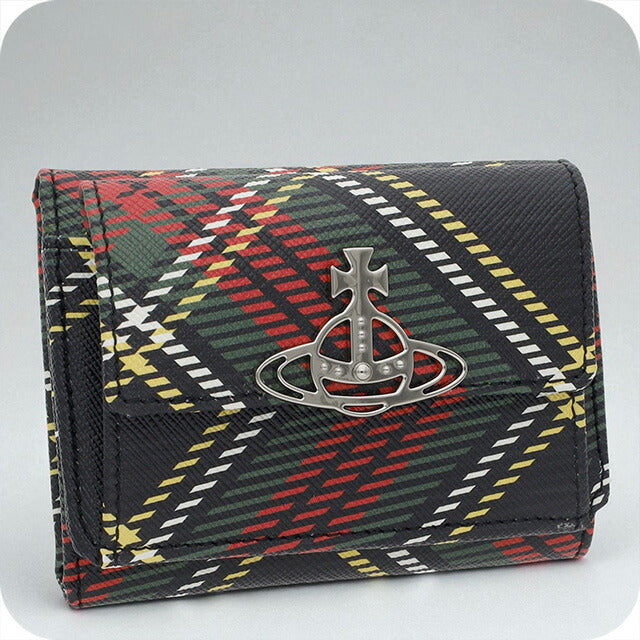 ヴィヴィアン・ウエストウッド 三つ折り財布 レディース ブランド Vivienne Westwood 5115002UW-S0022 CHELSEA TARTAN ブラック ウォレット 高級 おしゃれ プレゼント 実用的