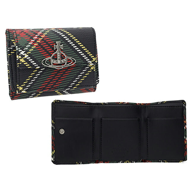 ヴィヴィアン・ウエストウッド 三つ折り財布 レディース ブランド Vivienne Westwood 5115002UW-S0022 CHELSEA TARTAN ブラック ウォレット 高級 おしゃれ プレゼント 実用的