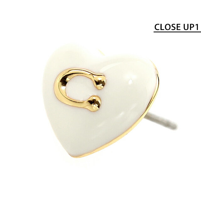 コーチ ピアス レディース ブランド COACH スタッド ハート 両耳用 479226 GLD 100 ホワイト ゴールド アクセサリー 479226GLD100