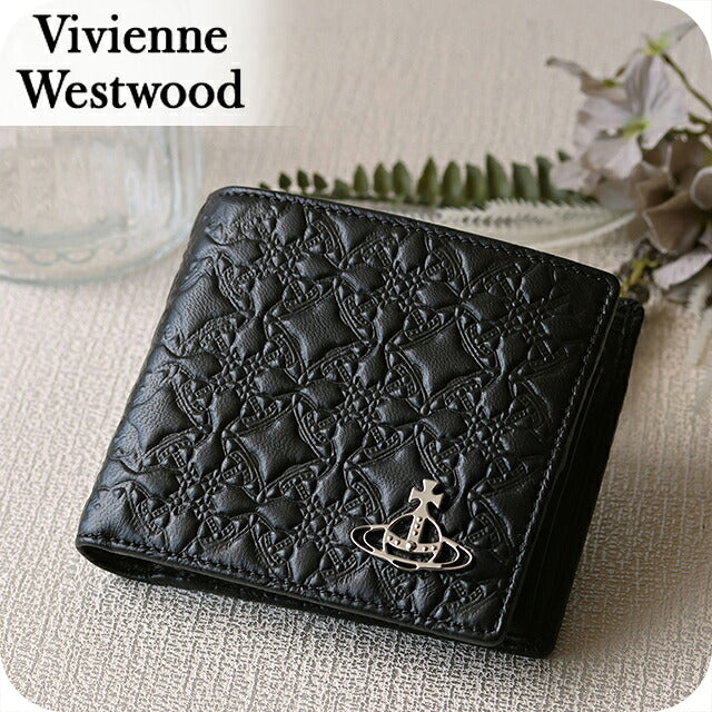 ヴィヴィアン ウエストウッド 二つ折り財布 二折財布 コンパクト メンズ ブランド Vivienne Westwood ロゴ 51010016 L003E N403 BLACK ビビアン 51010016-L003E-N403