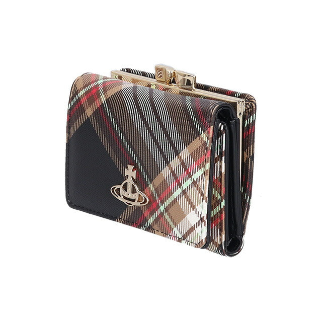 ヴィヴィアン ウエストウッド 三つ折り財布 レディース ブランド Vivienne Westwood ダービー ロゴ 51010018U D101 TARTAN BROWN BLACK 51010018U-D101