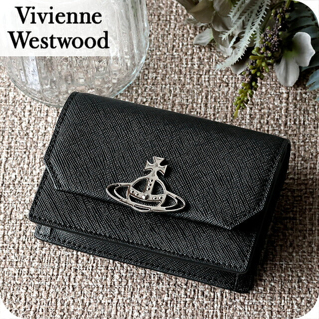 ヴィヴィアン ウエストウッド カードケース コンパクト レディース ブランド Vivienne Westwood SAFFIANO ロゴ 51040067 L001N N402 BLACK ビビアン 51040067-L001N-N402