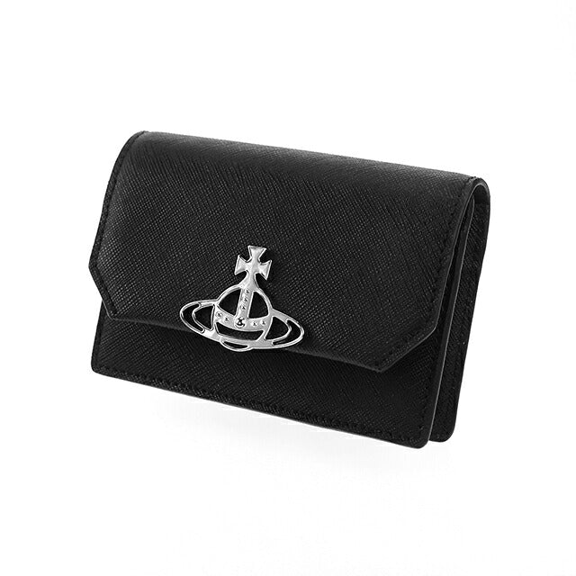 ヴィヴィアン ウエストウッド カードケース コンパクト レディース ブランド Vivienne Westwood SAFFIANO ロゴ 51040067 L001N N402 BLACK ビビアン 51040067-L001N-N402