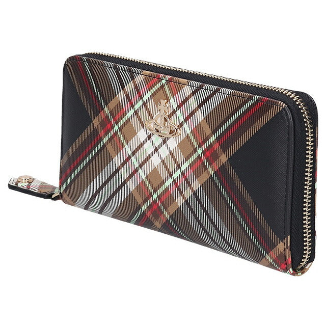 ヴィヴィアン ウエストウッド 長財布 レディース ブランド Vivienne Westwood ダービー ロゴ 51050023U D101 TARTAN BROWN BLACK 財布 51050023U-D101