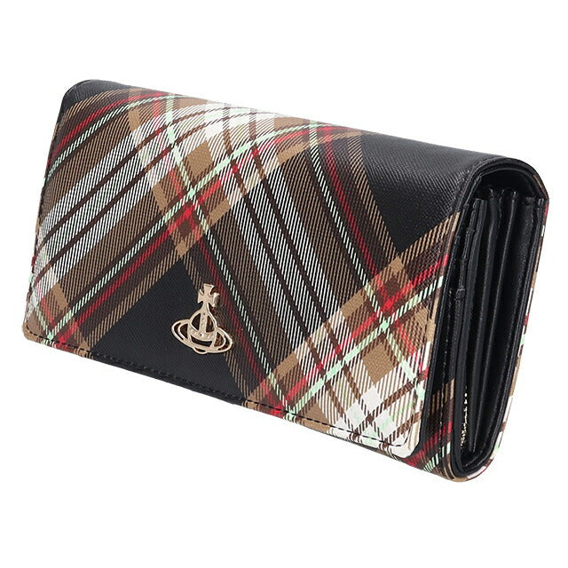 ヴィヴィアン ウエストウッド 長財布 レディース ブランド Vivienne Westwood ダービー ロゴ 51060025U D101 TARTAN BROWN BLACK 財布 51060025U-D101