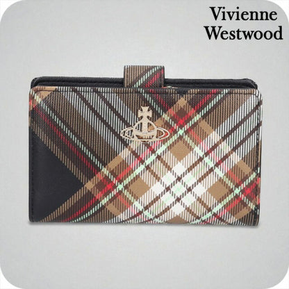 ヴィヴィアン ウエストウッド 二つ折り財布 レディース ブランド Vivienne Westwood ダービー ロゴ 51080028U D101 TARTAN BROWN BLACK 51080028U-D101