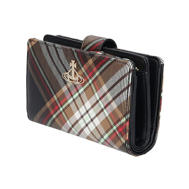 ヴィヴィアン ウエストウッド 二つ折り財布 レディース ブランド Vivienne Westwood ダービー ロゴ 51080028U D101 TARTAN BROWN BLACK 51080028U-D101