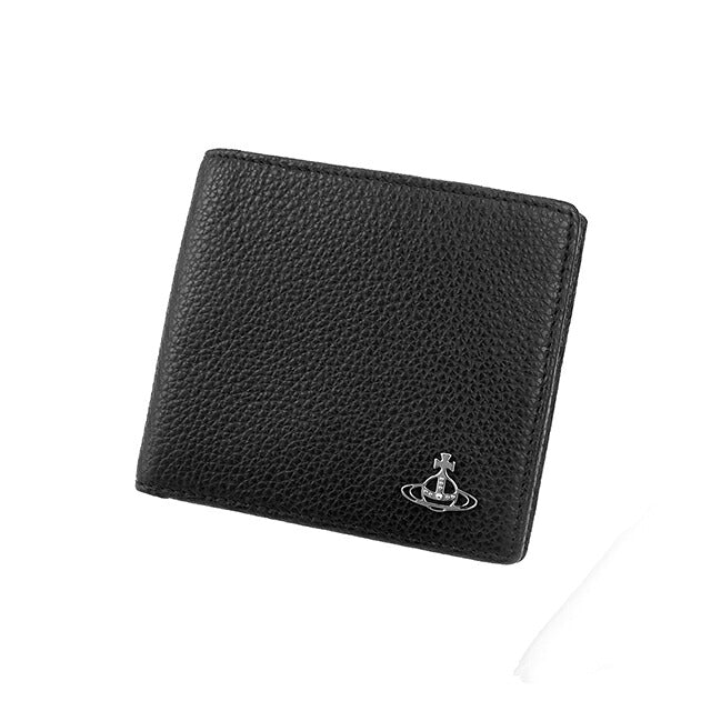 ヴィヴィアン ウエストウッド 二つ折り財布 二折財布 コンパクト メンズ ブランド Vivienne Westwood ロゴ 51120008 L001J N401 BLACK ビビアン 51120008-L001J-N401