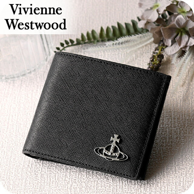ヴィヴィアン ウエストウッド 二つ折り財布 二折財布 コンパクト メンズ ブランド Vivienne Westwood ロゴ 51120008 L001N N402 BLACK ビビアン 51120008-L001N-N402