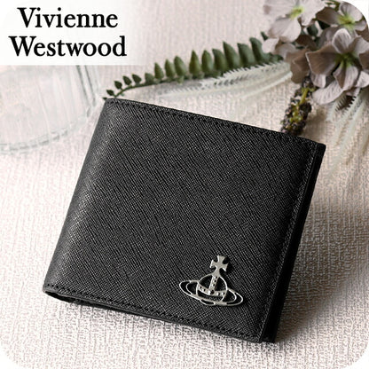 ヴィヴィアン ウエストウッド 二つ折り財布 二折財布 コンパクト メンズ ブランド Vivienne Westwood ロゴ 51120008 L001N N402 BLACK ビビアン 51120008-L001N-N402