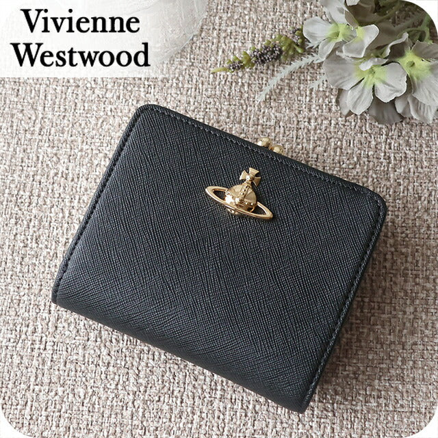 ヴィヴィアン ウエストウッド 二つ折り財布 二折財布 レディース Vivienne Westwood SAFFIANO PLAIN がま口 ロゴ 5115002XW S000B N402 5115002XW-S000B-N402