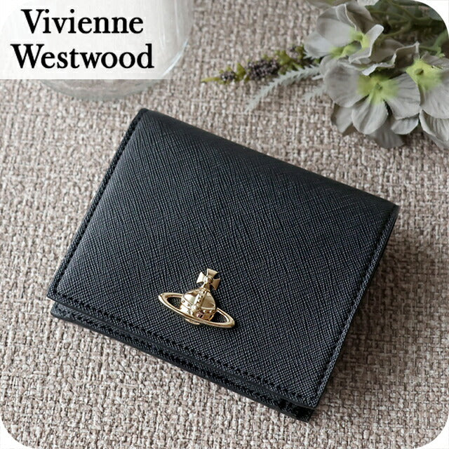 ヴィヴィアン ウエストウッド 二つ折り財布 レディース Vivienne Westwood SAFFIANO PLAIN レザーウォレット ロゴ 51150030W S000B N402 51150030W-S000B-N402